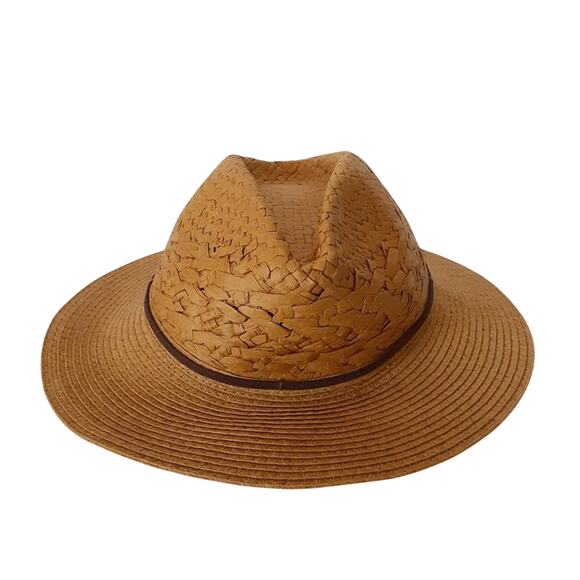 The Hatter Co Raffia Brim Hat Straw Woven Beach Summer Brimmed Golf Hat Resort - Picture 4 of 11